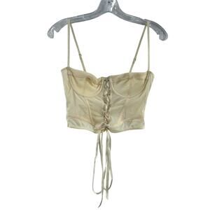 Tic : Toc Cream Corseted Crop Nylon Bustier Top Women’s Medium NWT